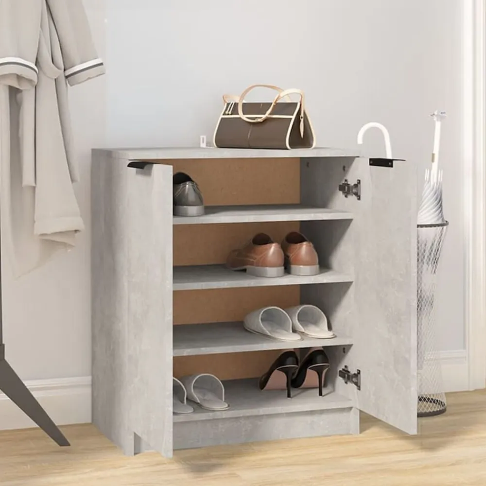 vidaXL Zapatero madera contrachapada gris hormigón 59x35x70 cm Gris hormigón New