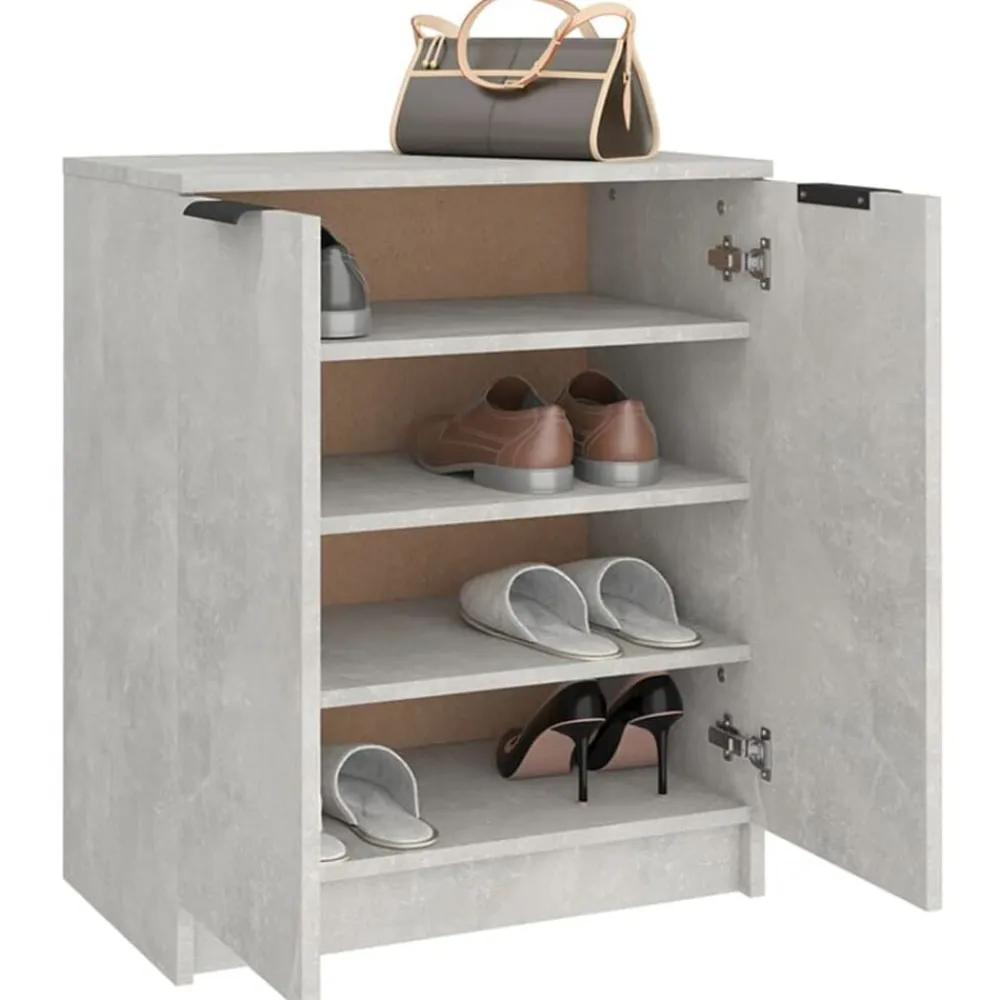 vidaXL Zapatero madera contrachapada gris hormigón 59x35x70 cm Gris hormigón New