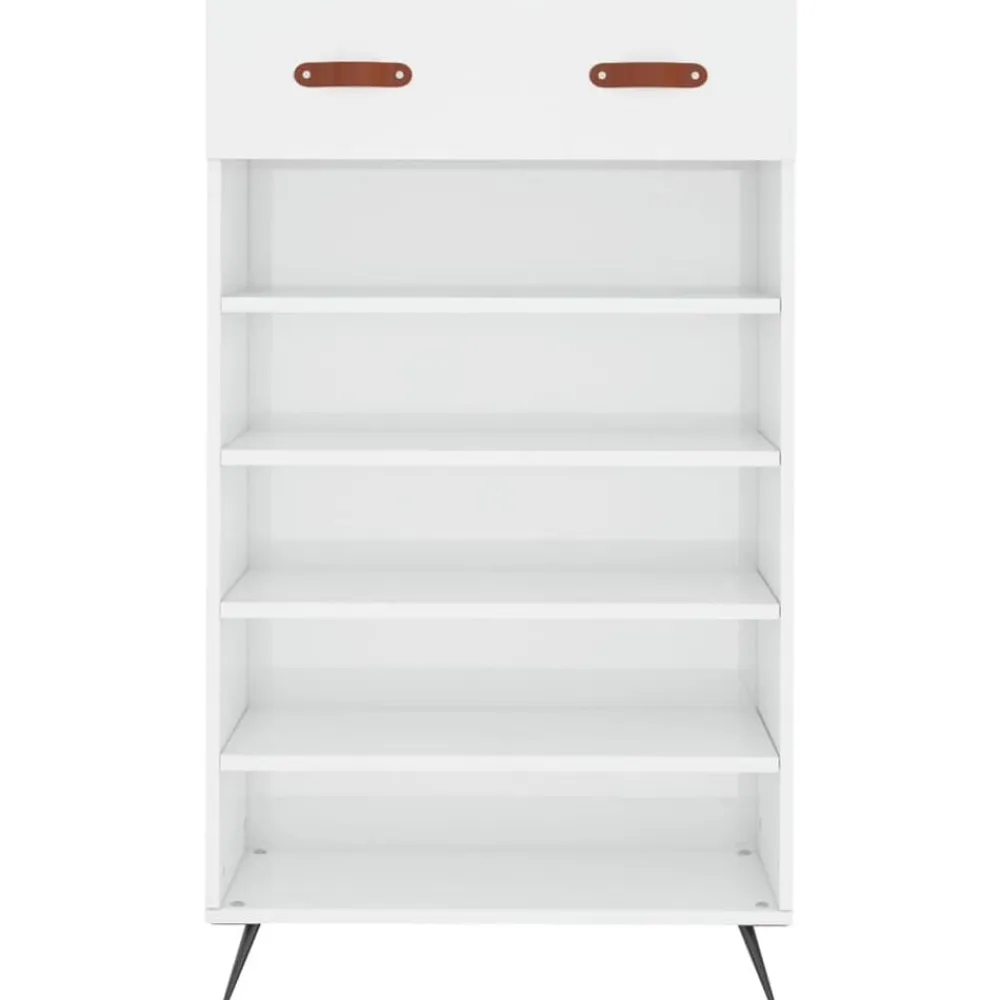 vidaXL Productos Del Hogar-Zapatero madera contrachapada blanco brillo 60x35x105 cm