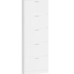vidaXL Productos Del Hogar-Zapatero madera contrachapada blanco brillo 59x17x169 cm