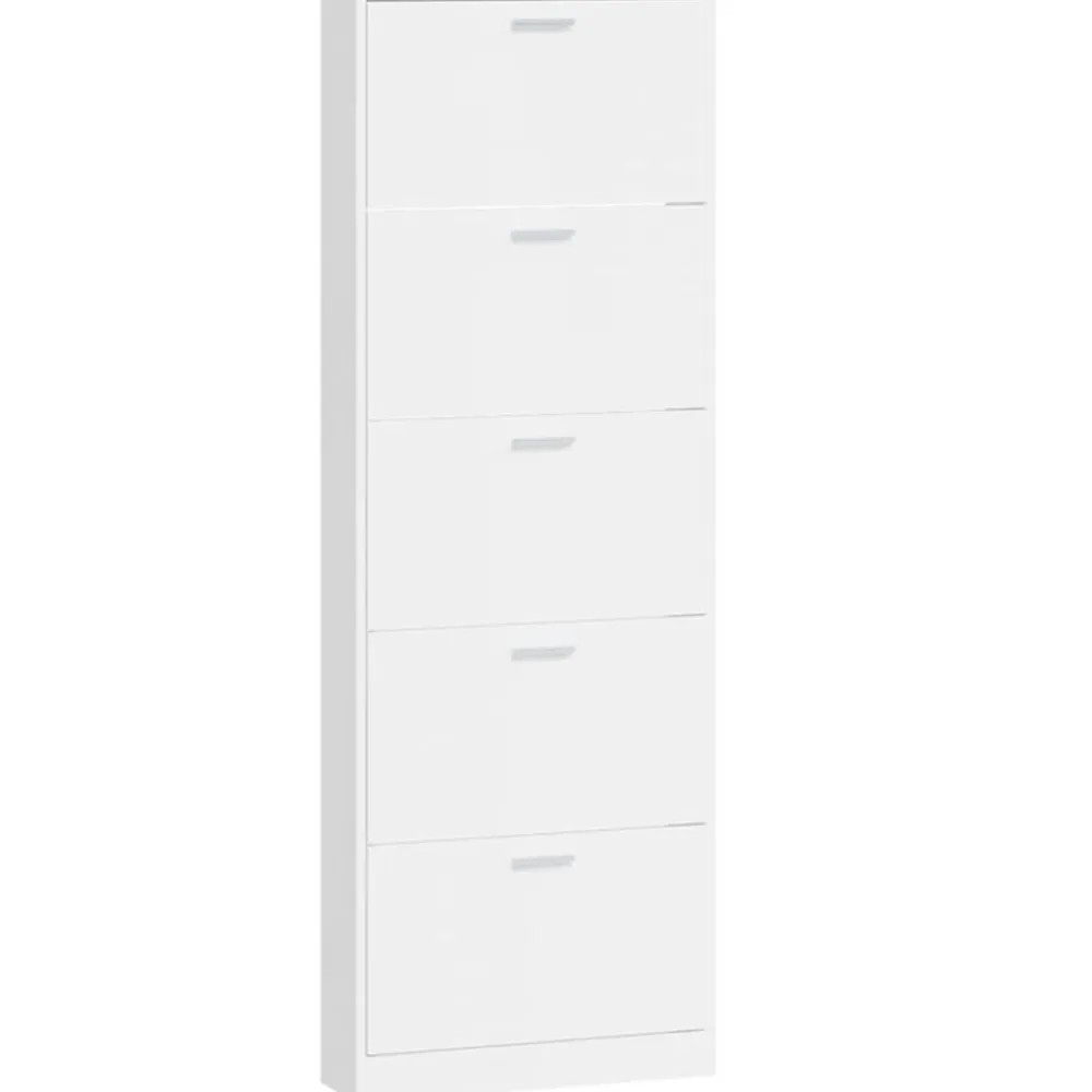 vidaXL Productos Del Hogar-Zapatero madera contrachapada blanco brillo 59x17x169 cm