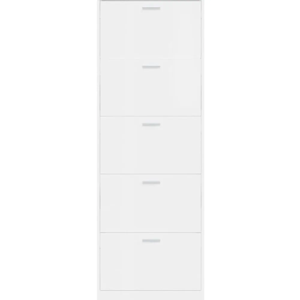 vidaXL Productos Del Hogar-Zapatero madera contrachapada blanco brillo 59x17x169 cm