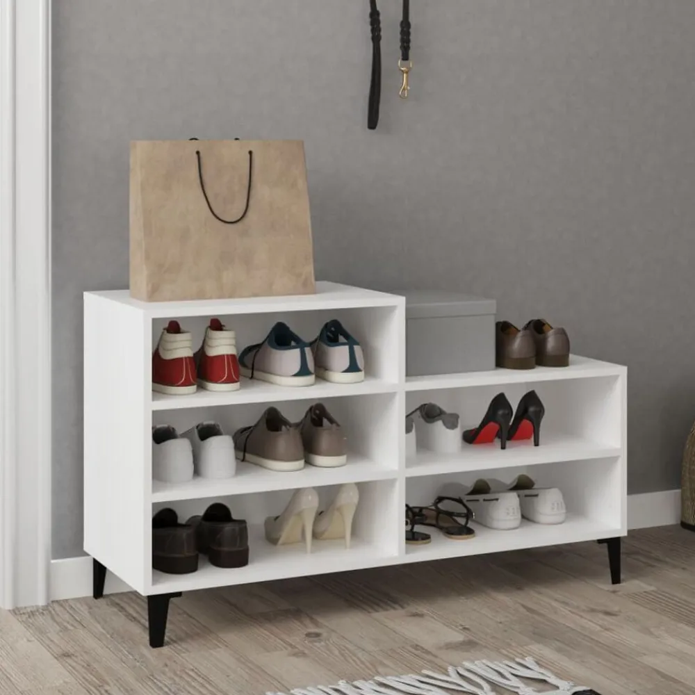 vidaXL Zapatero madera contrachapada 102x36x60 cm Blanco Best