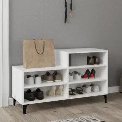 vidaXL Zapatero madera contrachapada 102x36x60 cm Blanco Best
