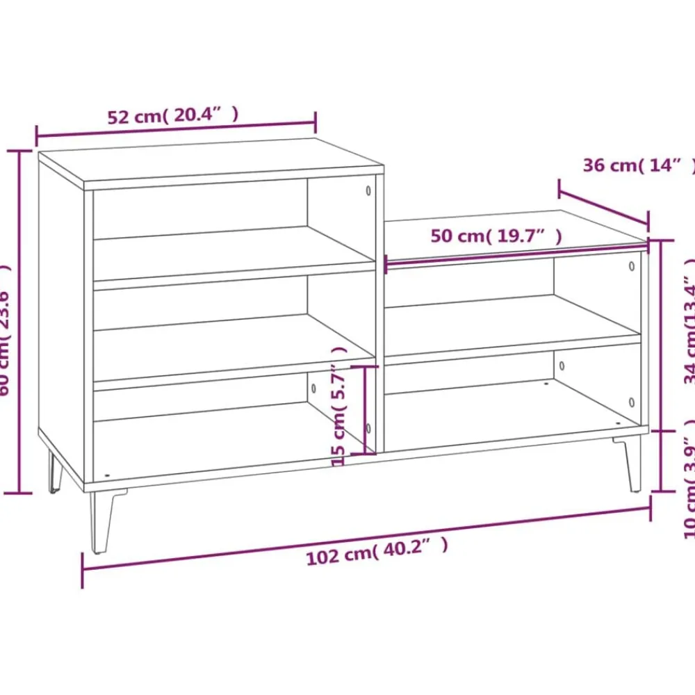 vidaXL Zapatero madera contrachapada 102x36x60 cm Blanco Best