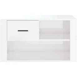 vidaXL Productos Del Hogar-Zapatero madera contrachapada blanco brillo 80x35x45 cm
