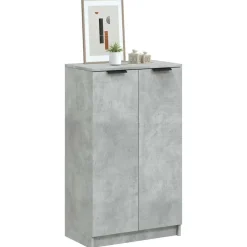 vidaXL Productos Del Hogar-Zapatero madera contrachapada gris hormigón 59x35x100,5 cm