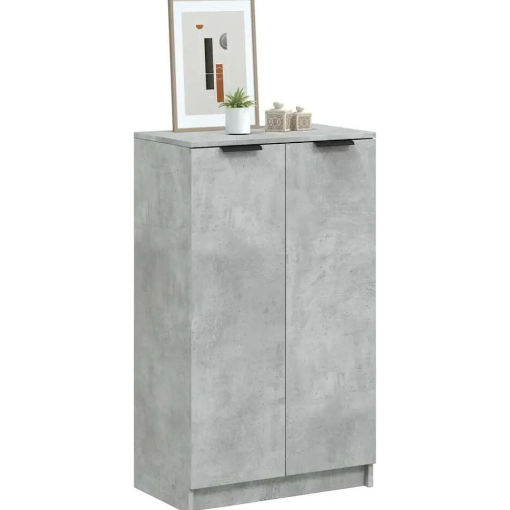 vidaXL Productos Del Hogar-Zapatero madera contrachapada gris hormigón 59x35x100,5 cm