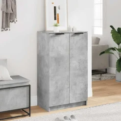 vidaXL Productos Del Hogar-Zapatero madera contrachapada gris hormigón 59x35x100,5 cm