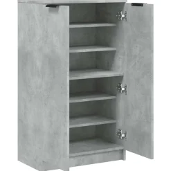 vidaXL Productos Del Hogar-Zapatero madera contrachapada gris hormigón 59x35x100,5 cm