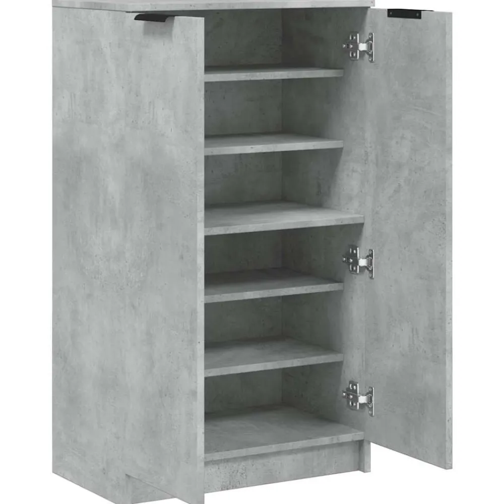 vidaXL Productos Del Hogar-Zapatero madera contrachapada gris hormigón 59x35x100,5 cm
