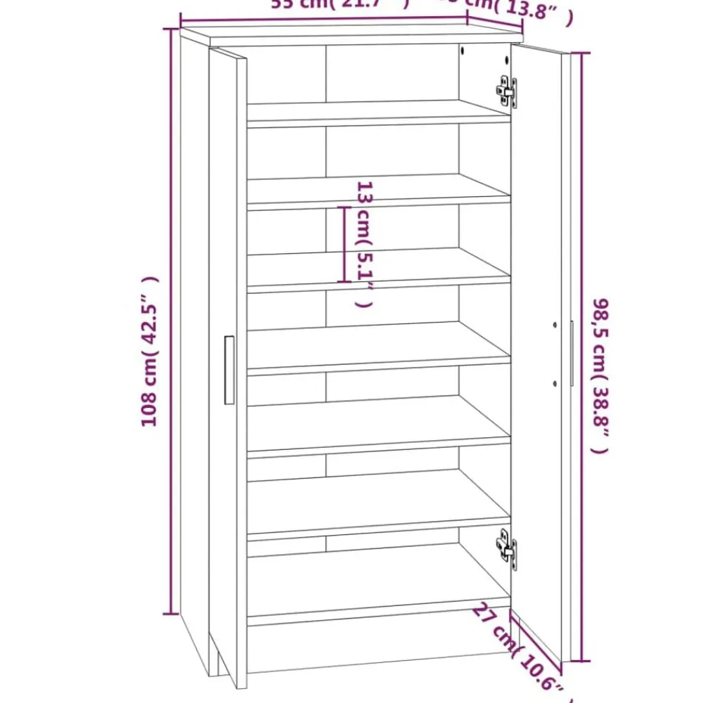 vidaXL Productos Del Hogar-Zapatero madera contrachapada 55x35x108 cm