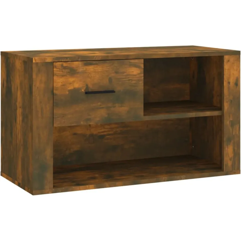 vidaXL Zapatero madera contrachapada 80x35x45 cm Roble ahumado Hot