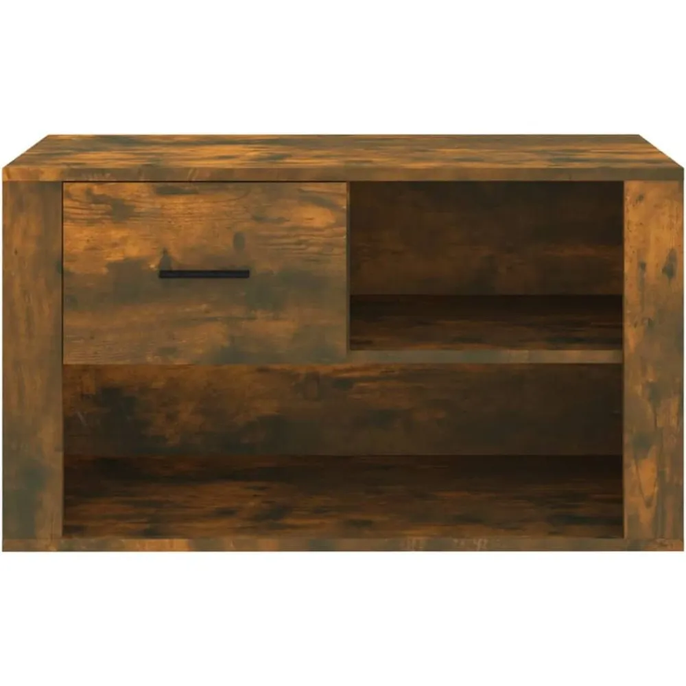 vidaXL Zapatero madera contrachapada 80x35x45 cm Roble ahumado Hot