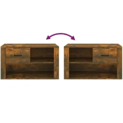 vidaXL Zapatero madera contrachapada 80x35x45 cm Roble ahumado Hot
