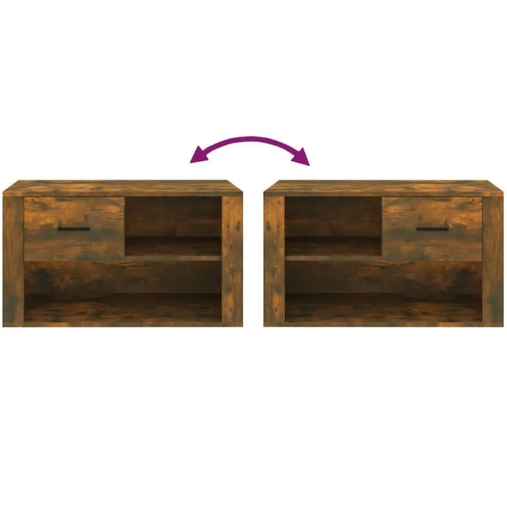 vidaXL Zapatero madera contrachapada 80x35x45 cm Roble ahumado Hot