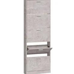 vidaXL Zapatero madera contrachapada gris hormigón 59x17x169 cm Gris hormigón Outlet