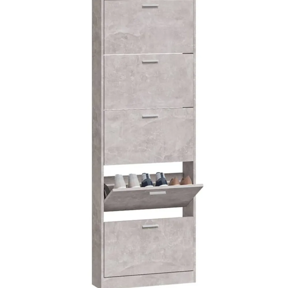 vidaXL Zapatero madera contrachapada gris hormigón 59x17x169 cm Gris hormigón Outlet
