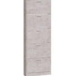 vidaXL Zapatero madera contrachapada gris hormigón 59x17x169 cm Gris hormigón Outlet
