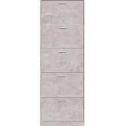 vidaXL Zapatero madera contrachapada gris hormigón 59x17x169 cm Gris hormigón Outlet