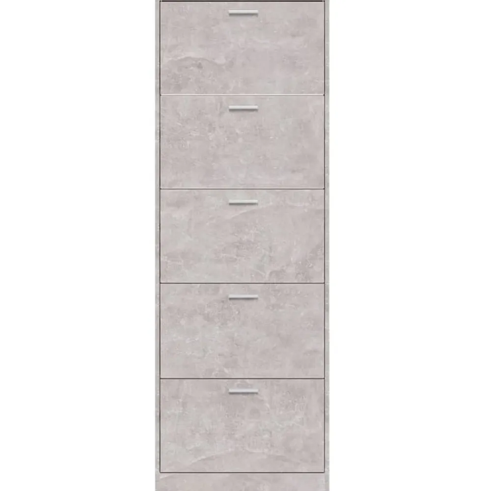 vidaXL Zapatero madera contrachapada gris hormigón 59x17x169 cm Gris hormigón Outlet