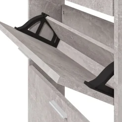 vidaXL Zapatero madera contrachapada gris hormigón 59x17x169 cm Gris hormigón Outlet
