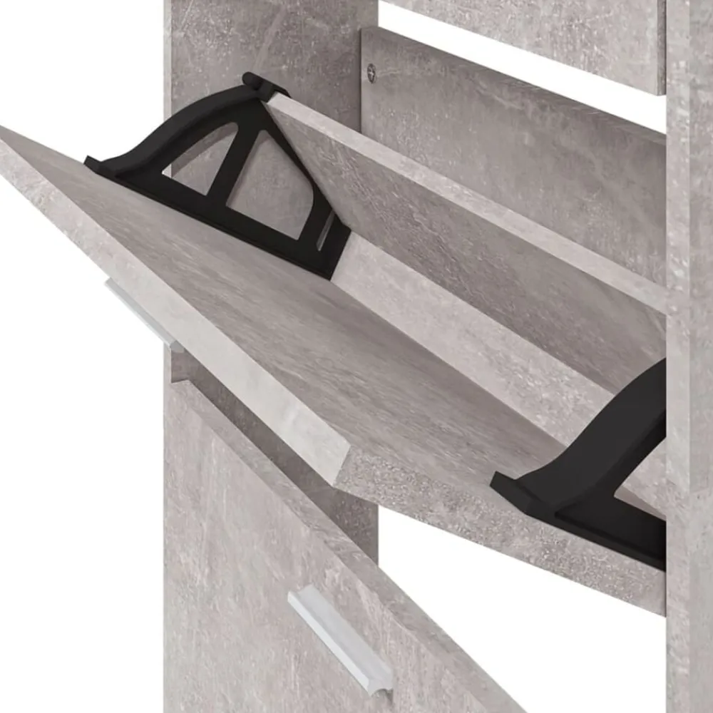 vidaXL Zapatero madera contrachapada gris hormigón 59x17x169 cm Gris hormigón Outlet