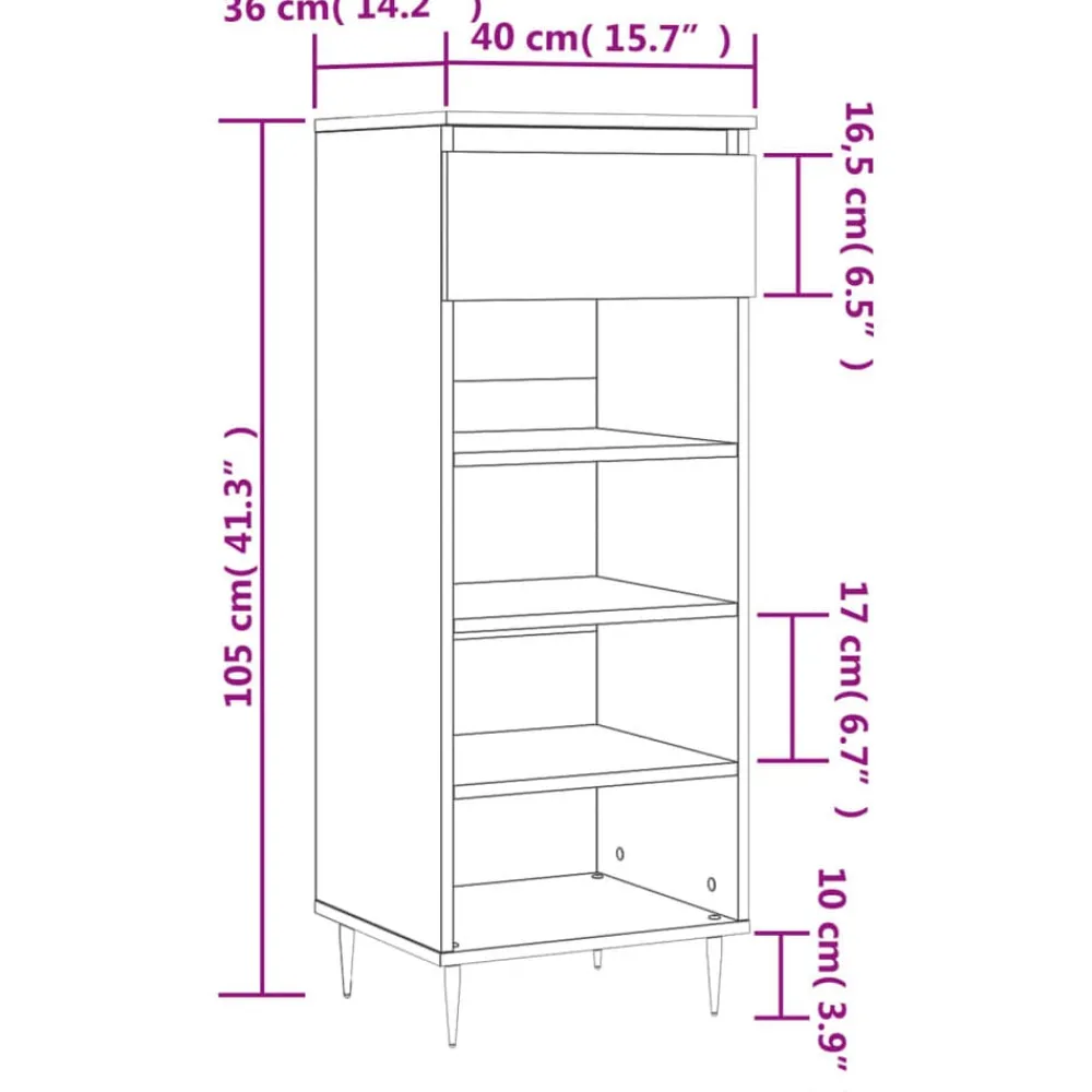vidaXL Productos Del Hogar-Zapatero madera contrachapada 40x36x105 cm