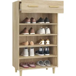 vidaXL Productos Del Hogar-Zapatero madera contrachapada color roble 60x35x105 cm