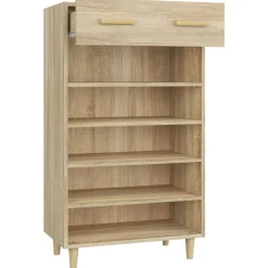 vidaXL Productos Del Hogar-Zapatero madera contrachapada color roble 60x35x105 cm