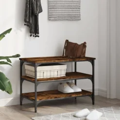 vidaXL Bancos-Zapatero madera de ingeniería 70x38,5x49 cm