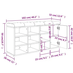 vidaXL Bancos-Zapatero madera de ingeniería marrón roble 102x32x50 cm