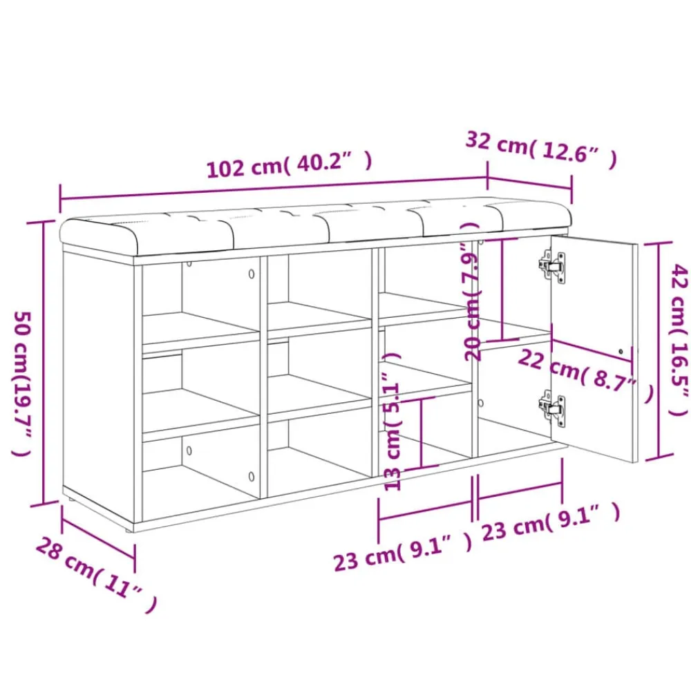 vidaXL Bancos-Zapatero madera de ingeniería marrón roble 102x32x50 cm