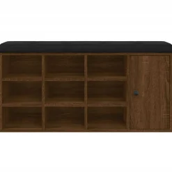 vidaXL Bancos-Zapatero madera de ingeniería marrón roble 102x32x50 cm