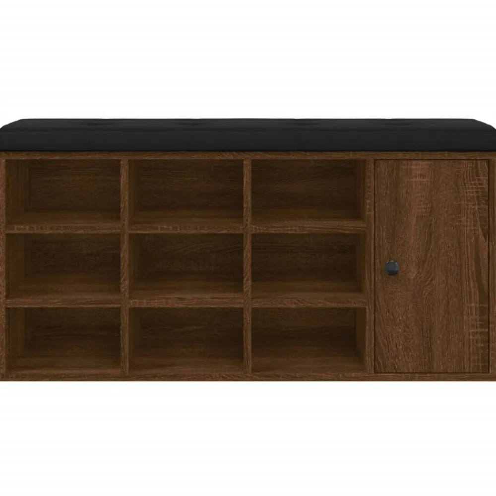 vidaXL Bancos-Zapatero madera de ingeniería marrón roble 102x32x50 cm