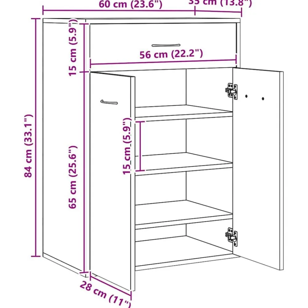 vidaXL Productos Del Hogar-Zapatero madera de ingeniería 60x35x84 cm