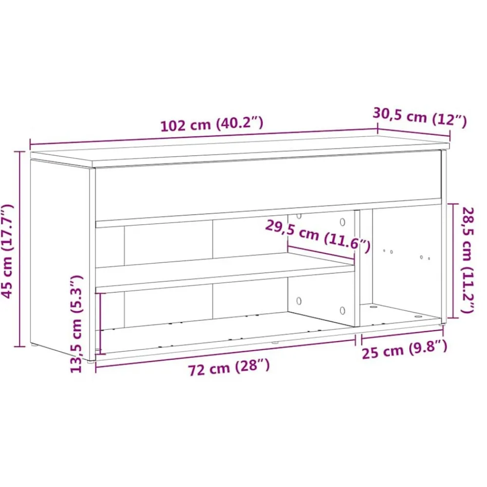 vidaXL Productos Del Hogar-Zapatero madera de ingeniería 102x30,5x45 cm