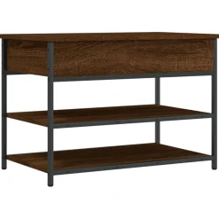 vidaXL Bancos-Zapatero madera de ingeniería roble ahumado 70x42,5x50 cm
