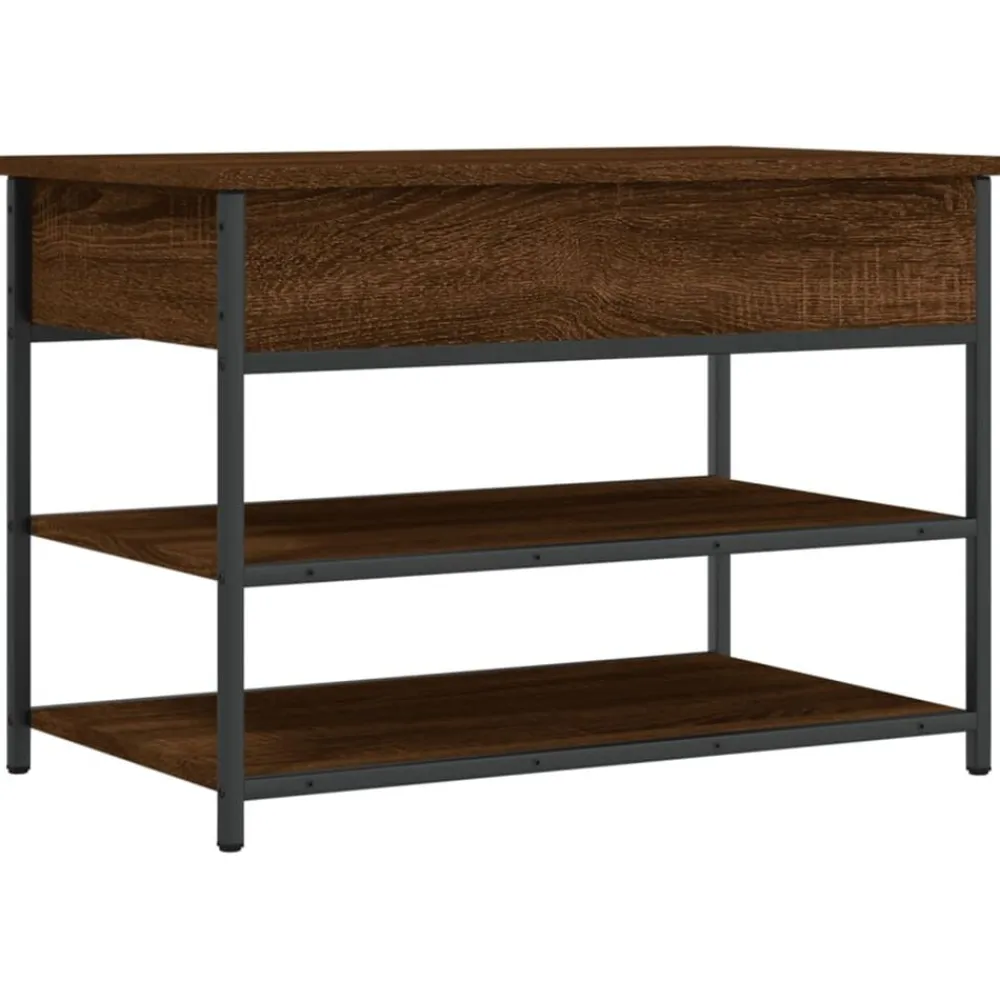 vidaXL Bancos-Zapatero madera de ingeniería roble ahumado 70x42,5x50 cm