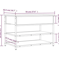 vidaXL Bancos-Zapatero madera de ingeniería roble ahumado 70x42,5x50 cm