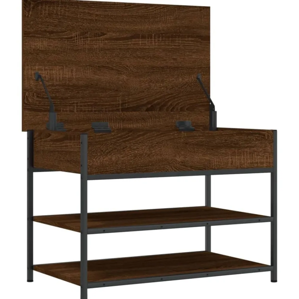 vidaXL Bancos-Zapatero madera de ingeniería roble ahumado 70x42,5x50 cm