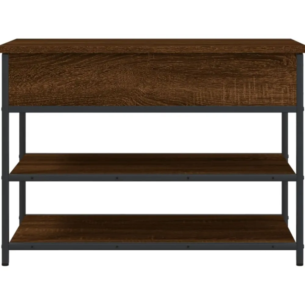 vidaXL Bancos-Zapatero madera de ingeniería roble ahumado 70x42,5x50 cm