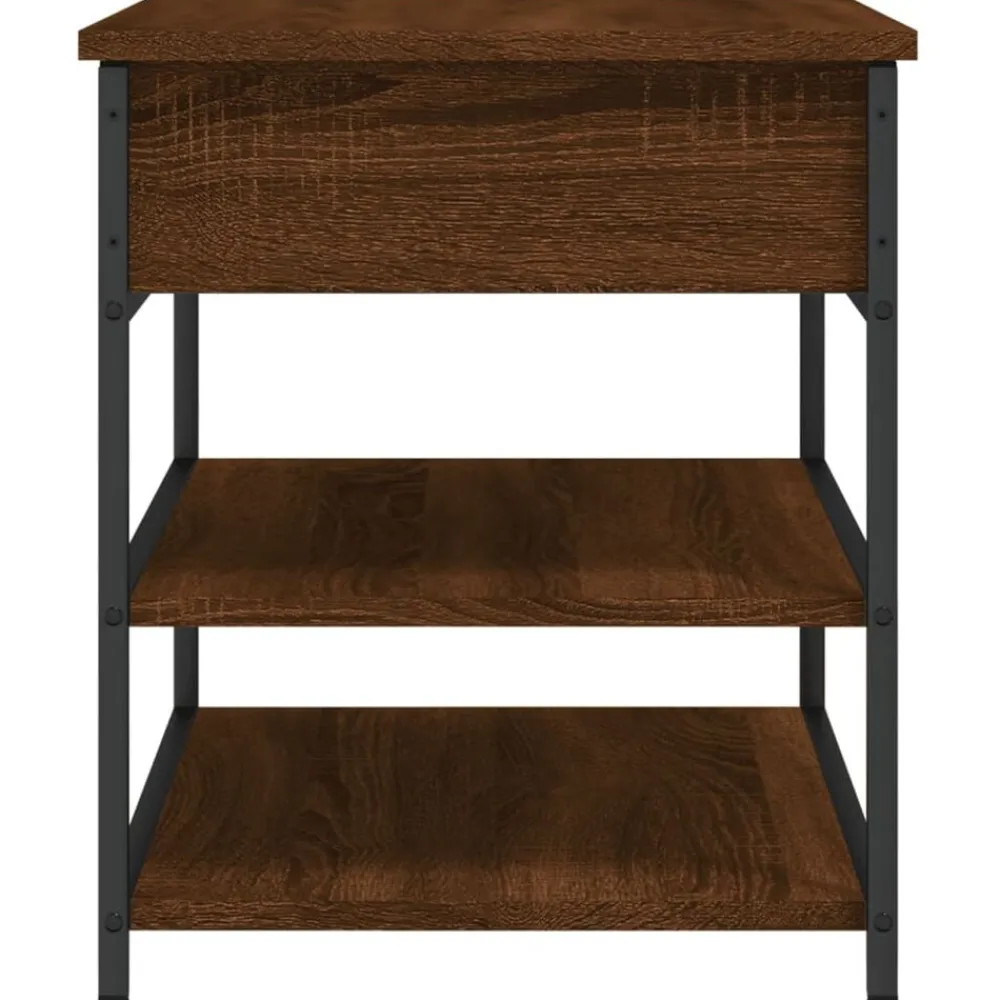vidaXL Bancos-Zapatero madera de ingeniería roble ahumado 70x42,5x50 cm
