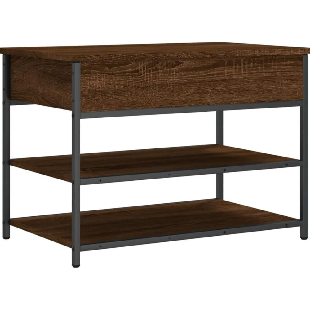 vidaXL Bancos-Zapatero madera de ingeniería roble ahumado 70x42,5x50 cm