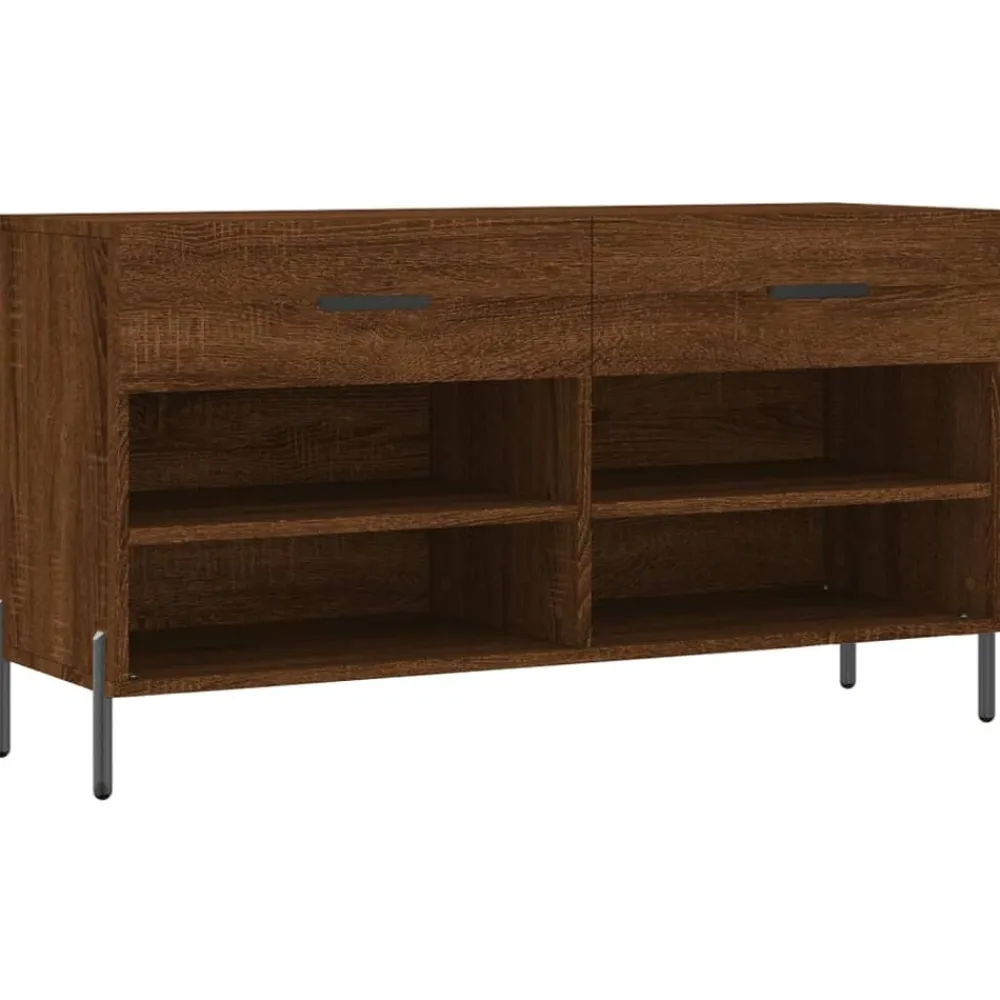 vidaXL Productos Del Hogar-Zapatero madera de ingeniería marrón roble 102x35x55 cm