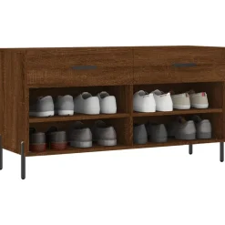 vidaXL Productos Del Hogar-Zapatero madera de ingeniería marrón roble 102x35x55 cm
