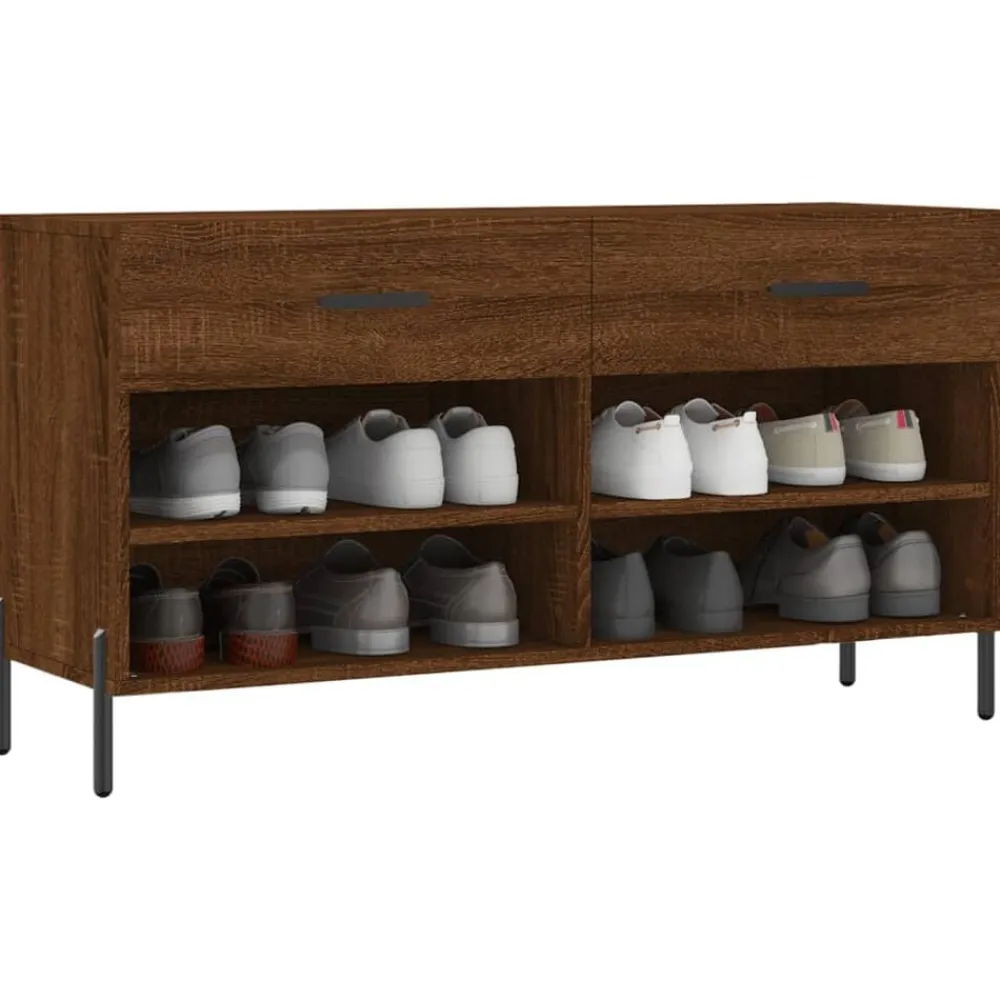 vidaXL Productos Del Hogar-Zapatero madera de ingeniería marrón roble 102x35x55 cm