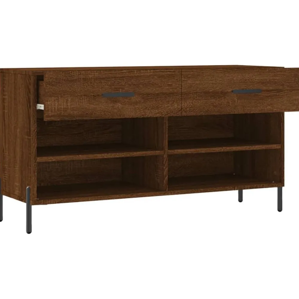 vidaXL Productos Del Hogar-Zapatero madera de ingeniería marrón roble 102x35x55 cm