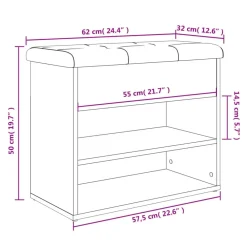 vidaXL Bancos-Zapatero madera de ingeniería 62x32x50 cm