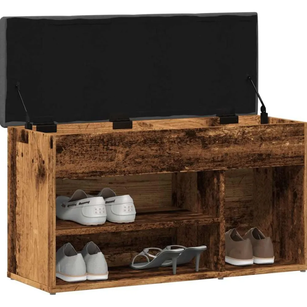 vidaXL Zapatero madera de ingeniería madera vieja 82x32x45,5 cm Madera antigua Online